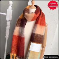 2021 Women Scarves Brand Cashmere Winter Ac Scarfs Designer Blanket Scarve Womens Type Colour Chequered Tassel Imitated Multicolor182r 1a