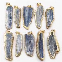 Pendant Necklaces Natural Stone Blue Kyanite Pendants Jewelry Plating Gold Side Raw Nugget For Earrings Necklace DIY Findings G1121Pendant