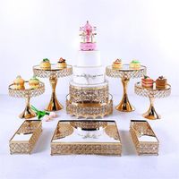 Other Bakeware 4-9pcs Crystal Metal Cake Stand Set Acrylic Mirror Cupcake Decorations Dessert Pedestal Wedding Party Display Tray218W