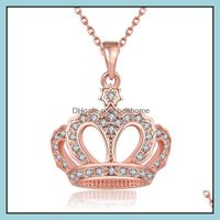 Pendant Necklaces Pendants Jewelry Princess Crown Charm Necklace For Women Girls Crystal Queen Royal Tiara Fashion Drop Delivery 2021 Hqjl