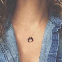 Pendant Necklaces Simple Vintage Copper Wire Winding Ox Horn Crescent Moon Women Colar Jewelry Clavicle Necklace Gift YN527Pendant