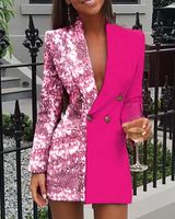 Kadınlar Suits Blazers Kadınlar Blazer Elbise 2022 Sonbahar Karışımı Çift Düğme Katları İçin Uzun Kollu