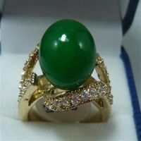 Mulheres Jade Crystal CZ Platina Plated New Fashion Jewelry Noivage Ring tamanho 7 8 9224H