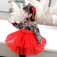 Ethnic Clothing 2T Baby Girl Dress Year Long Sleeve Traditional Cheongsam Children Girls Flower Clothes Chinese Velvet Qipao
