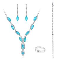 Earrings & Necklace 10pcs lot Shiny Romantic Luxury Sapphire Ring Bracelet For Wedding Bridal Gift Jewelry SetEarrings &Earrings