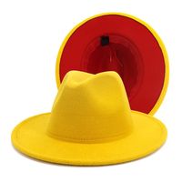 Unisex Flat Brim Wool Felt Fedora Hats with Belt Red Black Patchwork Jazz Formal Hat Panama Cap Trilby Chapeau for Men Women high 244y