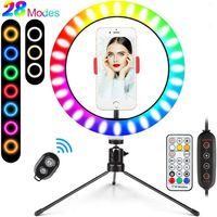 LED Colorful Dimmable Ring Light with Tripod USB Selfie Lights Lamp Big RGB Ringlight with Stand TikTok Youtube Live Broadcast 10 309Q