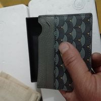 New three-dimensional artistic fish scale pattern card holder stripe printed leather wallet FLP card holder300Y