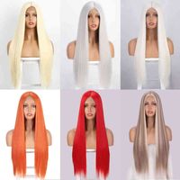 I's a Wig Long Straight White Cosplay Wigs for Women Synthetic 60 613 Blonde Grey Pink Black Middle Part Daily Use Hairs 220622