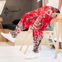 Ethnic Clothing Print Pants Kimono Men Japan Style Casual Th...