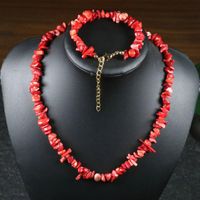 Chokers Bohemia Necklace for Women Chip Stone Red Coral Black Obsidian 수제 팔찌 치유 명상 DIY 보석 세트