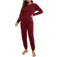 Men's Sleepwear Womens Two-piece Pajama Sets Long Sleeve Solid Suit Nightwear Soft Pajamas Lounge Warm SetMen's