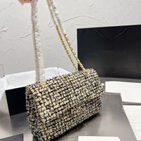 Melhor marca francesa Bag de designer de ombro de luxo clássica bolsa de lã acolchoada Bolsa de embreagem feminina Totes Bolsa Double Letter Wallet Verifique a bolsa de rosca de veludo