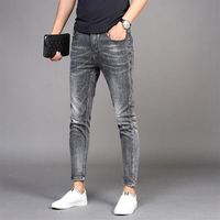 Men's Jeans Whole 2021 Denim Trendy Brand Slim Feet Casual Long Pants Korean Style Summer Thin Smoke Gray Pencil286l