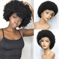 Pixie Cut Afro Kinky Curly Lace Front Human Hair Wigs For Black Women Brazilian Remy Hair 6'' Short Wigs Pre Plucked 250264S