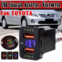 36W Fast Car Charger QC3.0 Dual Port 12V Phone USB Charger Socket Adapter Digital Display Voltmeter For Toyota Camry Corolla H220512