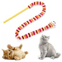 Cat Toys 1 PCS Rainbow Snake Shape Cabeza de palo divertido con caja de anillo