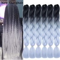 NEW SHANGHAIR 24 Inch Jumbo Braiding Hair Braid Extensions 100g pcs Long Braids for Box Crochet High Temperature Synthetic Fiber Single Color
