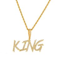 HipHop Custom Name Soild Brush Font Letters Pendant Necklace With 24inch Rope Chain Gold Silver Bling Zirconia Men Jewelry255e