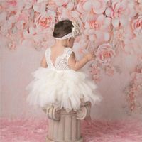 Toddler Girl Baby Clothing Dresses 1 Year Birthday Christening Lace Girls Tulle Dress Kids Infant Party Cake Smash Outfit 220419