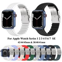 Apple Watch Series 7 Strap 45mm 41mm 실리콘 밴드 스마트 웨이터 밴드 소프트 메탈 벨트 클립 iwatch 7/6/5/4 // 3/2/1 44mm 44mm 42mm 38mm 밴드 소매 패키지