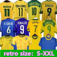 1998 Brasil Soccer Jerseys 2002 Chemises rétro Carlos Romario Ronaldinho 2004 Camisa de Futebol 1994 Brésil 2006 1982 Rivaldo Adriano Joelinton 1988 2000 1957 2010 99