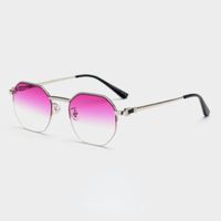 Sunglasses Retro Metal Half Frame Fashion Gradient For Femal...