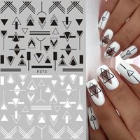 1pc Geometric Nail Sliders 3D Sticker Adhesive Transfer Sticker Decals Foil Flower Tropical Plants Image Nail Art Decorations