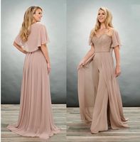 New Mother Of The Bride Groom Jumpsuits Pant Suits Sweetheart Lace Shawl Chiffon Evening Formal Dress