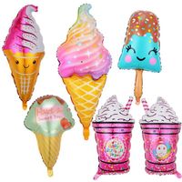 32 pulgadas de helado grande Cono Popsicle Series de aluminio Balloon Tema para niños Cumpleaños Fiesta de vacaciones Decoración de la atmósfera
