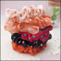 Hair Accessories Tools Products Ponytail Holder Polka Dot Striped Chiffon Fabric Rope Scrunchy Headband Basic Band Loop Ring 2 Styles Drop