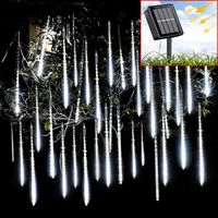 Farings Tube Meteor Solar Doccia pioggia Luci a corda a LED per esterno Decorazioni per alberi di Natale della ghirlanda di ghirlanda