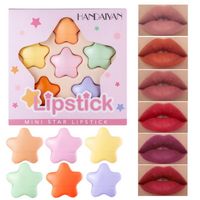6 Color Star Mini Lippenstift Set für Mädchen Tragbare langlebige Leichtwette Damen Makeup Handaiyan Lippenstifte Kit