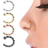 Other Huitan Punk Style Fake Nose Rings Lip Body Jewelry Faux Piercing Clip Women Twist Design Gift For Cool Girl