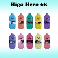 Baterias descartáveis ​​de Higo 6000 Puffs originais e caneta vape hero de 6k com caneta recarregável de 850mAh preenchida com 15 ml de vagem grande kit de pau de vapor 10 cores 300pcs/caixa.