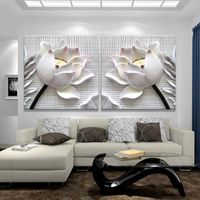 Paintings Modern 3D White Lotus Flowers HD Print Canvas Wall Art Pictures For Living Room The Abstract Modular Oil PaintingPaintings