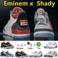 Jumpman 3 Zapatillas de baloncesto para hombre Eminem x Shady PE Fire Red Racer Blue Black Gold Pine Green Cool Grey UNC Muslin JTH Pure White Black Cat 3s Hombres Zapatillas