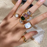 Anillos de clúster Luxury acero inoxidable ANILLO DE COCONA Mujer Croissant Twisted Spiral Pearl For Women Jewelry Jewelry Cluster