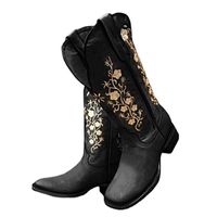 Boots 2022 Womens Cowboy Cowgirl Shoes For Autumn Modern Western Embroidered Wide Calf Square Toe Boot Women