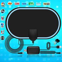 200 Miles HD HDTV Smart Indoor TV Digital Antenna With Signal Amplifier VHF UHF Signal Coaxial Cable Black