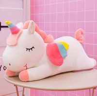 30/40 / 53 cm Süper Yumuşak Unicorn Peluş Oyuncak Sevimli Gökkuşağı Kanat Küçük At Yastık Dolması Oyuncaklar Doğum Günü Hediyesi