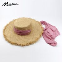 Cappelli larghi alla moda estate grande solare cappello da sole rafia per le donne paillettes lettera non disturbare la paglia floppy piegata.