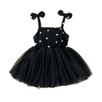 Zomer baby meisjes jurk kleding mode zwarte dot korte mouw jurk peuter meisjes babykleding verjaardag prinses jurk jurken