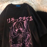 Мужская футболка женская одежда 2022 Y2K Японский хараджуку График Каваи Т Рубашки Аниме Принт негабаритный рубашка плюс размер гранж Топ Женщины