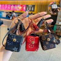 Fashion Designer Airpods Case Keychains Trinkets PU Leather ...