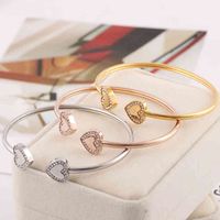 Fashion mild steel diamond inlaid love open bracelet female Qingdao jewelry