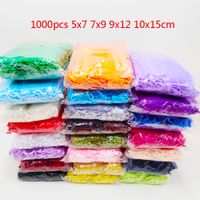 1000pcs lot 5x7 7x9 9x12 10x15cm Drawstring Organza Bag Wedding Party Christmas Gift Bags Favor Jewelry Packaging Bags Pouch