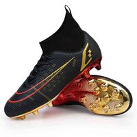 أحذية كرة القدم المراهقين الكهربائية أحذية كرة القدم الوحيدة خفيفة الوزن المضادة للانزلاق الذكور الأحذية السوداء والأبيض مطابقة نمط المرابط جديد 220331