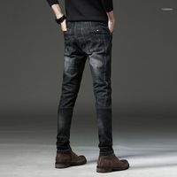 Men's Jeans Mens Black 2022 Fashion Men Casual Slim Skinny Straight Biker Elasticity Feet Waist Long Trousers 722