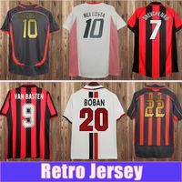 91 92 Van Basten Savicevic Mens Retro Futebol Jerseys Gattuso Inzaghi Maldini Kaka 'Redondo Rui Costa Casa Camisas Futebol Fardos